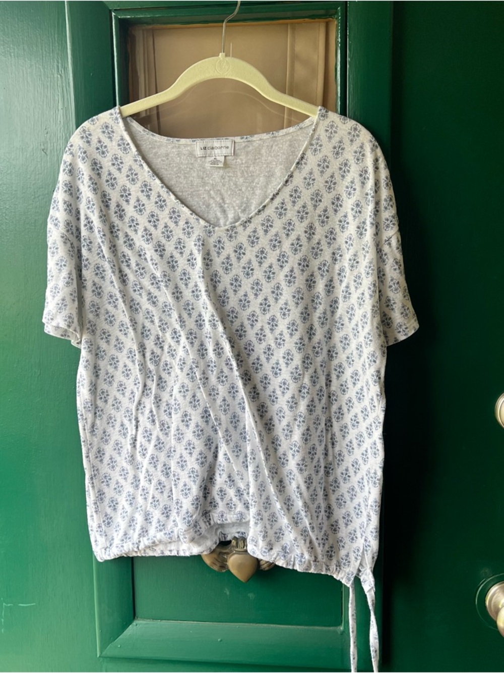 Light Blue Floral V-Neck Women’s Top